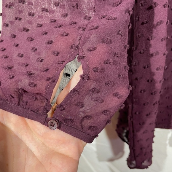 Aritzia Babaton Womens Silk Blend Blouse V-Neck Swiss Dot 3/4 Sleeve Size XS - Picture 9 of 12